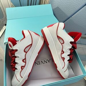 (BRAND NEW) Lanvin Red and White High-Top Sneakers